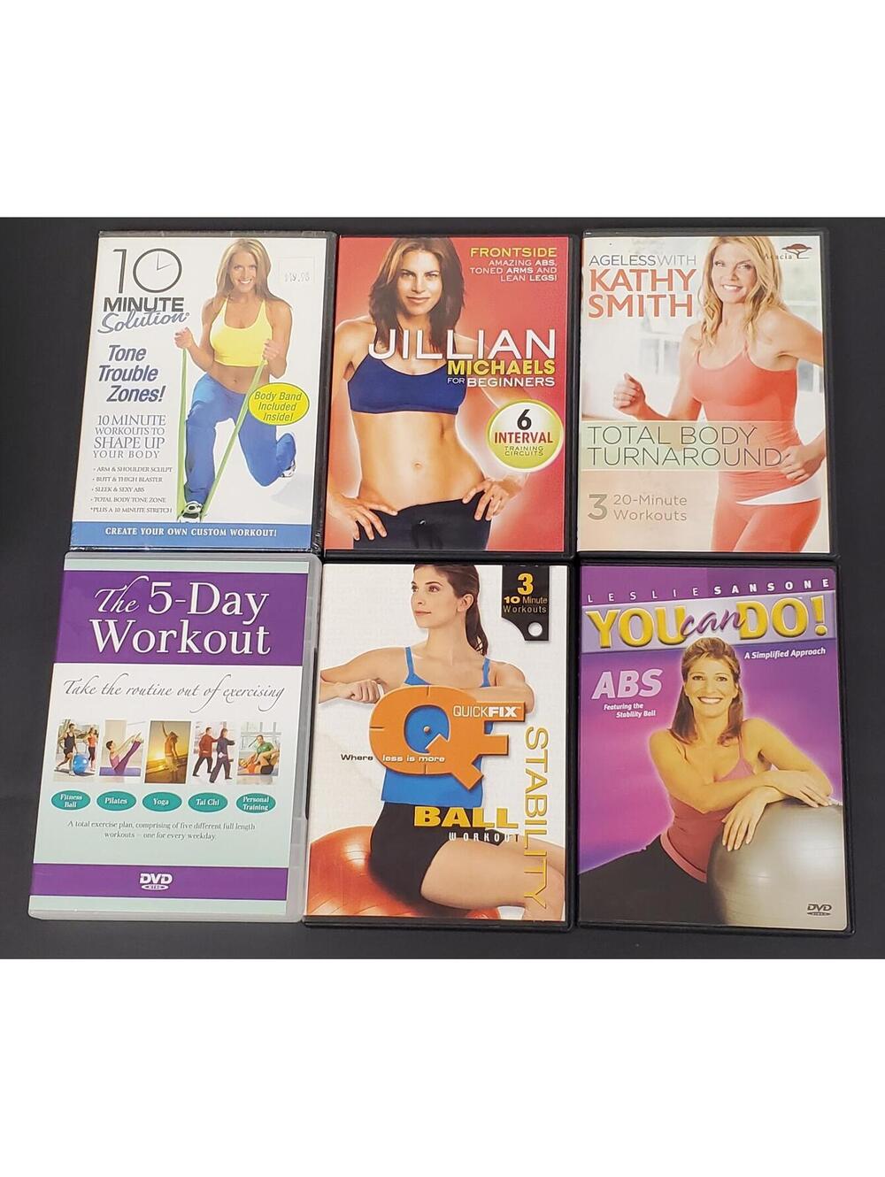 Lot of 6 Fitness Workout DVDs with Cases - 10 Min Solutions New Sealed
